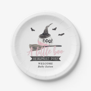 Our Little Boo is Almost Due Halloween Girl  Paper Plate