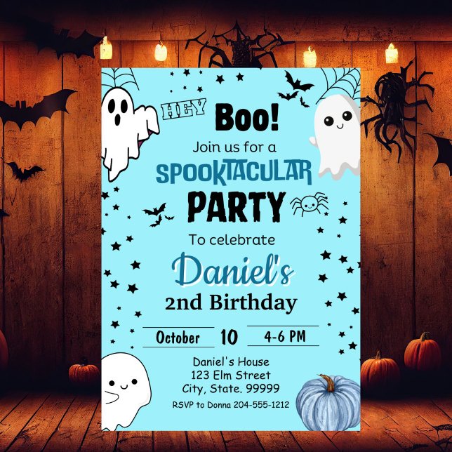 Our Little Boo is Turning Two Boy Birthday  Invita Invitation (Creator Uploaded)