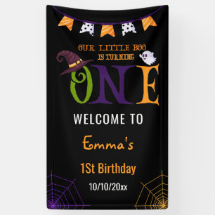 Our Little Boo Turning One, Halloween 1St Birthday Banner