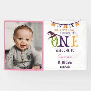 Our Little Boo Turning One, Halloween 1St Birthday Banner
