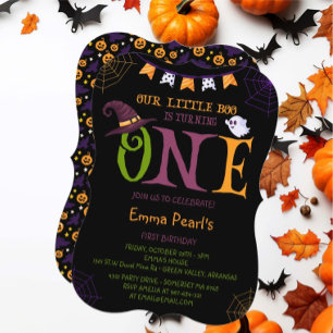 Our Little Boo Turning One, Halloween 1st Birthday Invitation