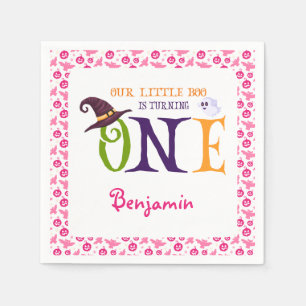 Our Little Boo Turning One, Halloween 1St Birthday Napkin
