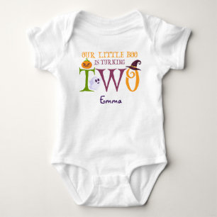 Our Little Boo Turning Two, Halloween 2nd Birthday Baby Bodysuit