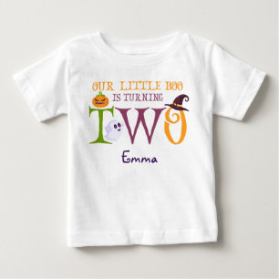 Our Little Boo Turning Two, Halloween 2nd Birthday Baby T-Shirt