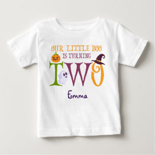 Our Little Boo Turning Two, Halloween 2nd Birthday Baby T-Shirt
