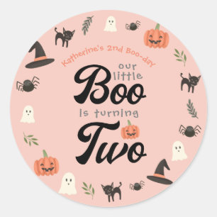 Our Little Boo Turning Two Halloween 2nd Birthday Classic Round Sticker