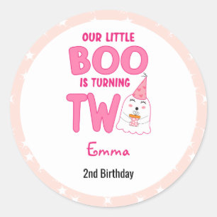 Our Little Boo Turning Two Halloween 2nd Birthday Classic Round Sticker