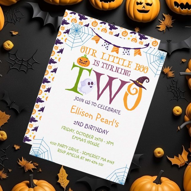 Our Little Boo Turning Two, Halloween 2nd Birthday Invitation (Creator Uploaded)