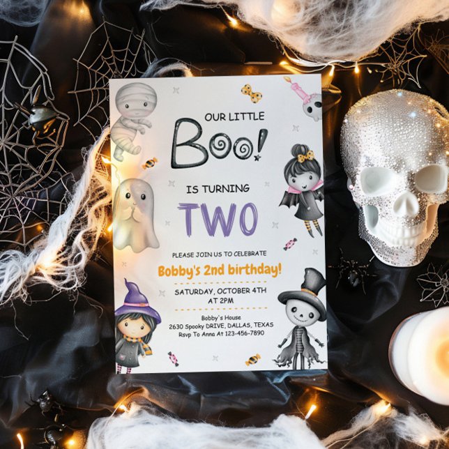 Our Little Boo Turning Two Halloween 2nd Birthday Invitation (Creator Uploaded)