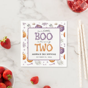 Our Little Boo turning Two Halloween 2nd Birthday Napkin
