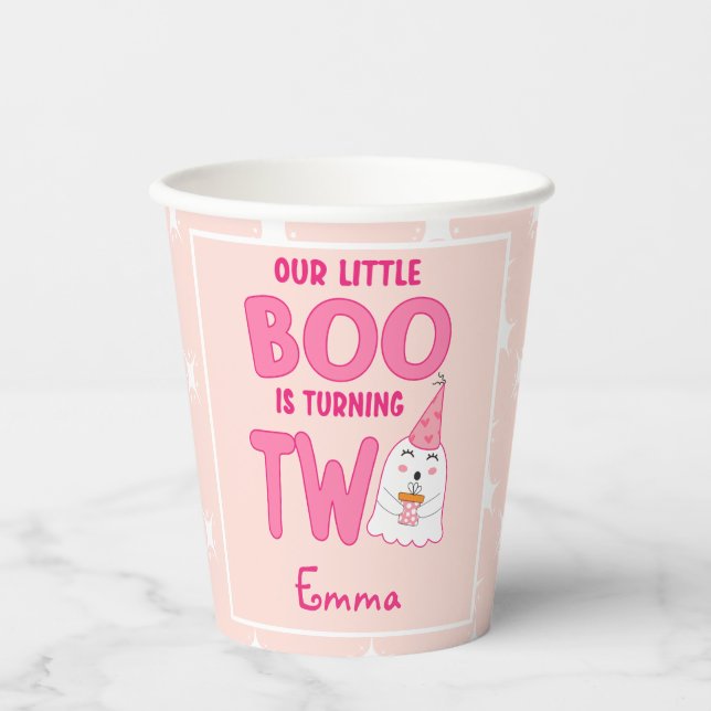 Our Little Boo Turning Two Halloween 2nd Birthday Paper Cups (Front)
