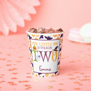Our Little Boo Turning Two, Halloween 2nd Birthday Paper Cups