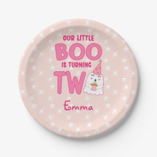 Our Little Boo Turning Two Halloween 2nd Birthday Paper Plate