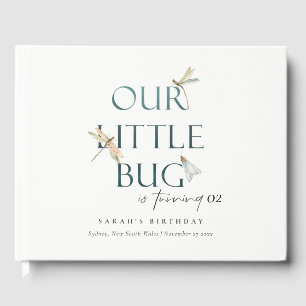 Our Little Bug Blue Dragonfly Any Age Birthday Guest Book