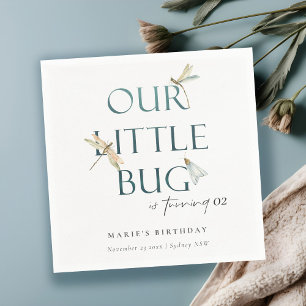 Our Little Bug Blue Dragonfly Any Age Birthday Napkin