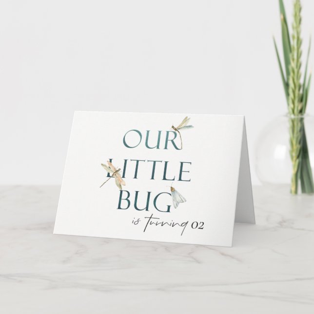 Our Little Bug Blue Dragonfly Any Age Birthday Thank You Card (Front)