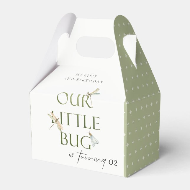 Our Little Bug Green Dragonfly Any Age Birthday Favour Box (Front Side)