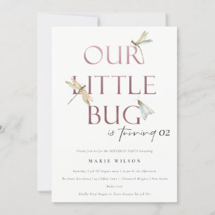 Our Little Bug Pink Dragonfly Any Age Birthday Invitation