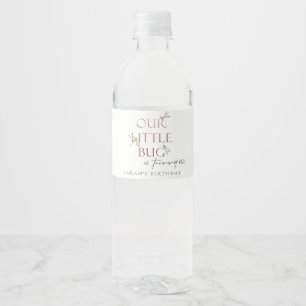 Our Little Bug Pink Dragonfly Any Age Birthday Water Bottle Label