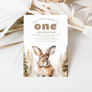 Our Little Bunny Is One 1st Birthday Invite
