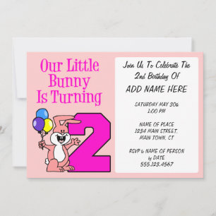 Our Little Bunny Is Turning Two Invitation