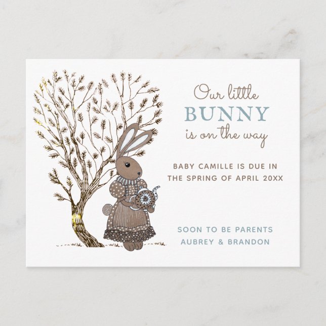 Our Little Bunny Woodland Pregnancy Announcement (Front)