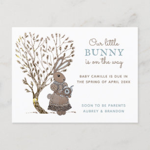 Our Little Bunny Woodland Pregnancy Announcement Postcard