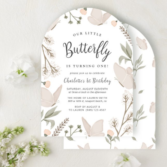 Our Little Butterfly 1st Birthday Cute Watercolor Invitation (Creator Uploaded)