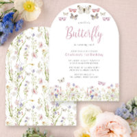 Our Little Butterfly 1st Birthday Pink Watercolor