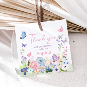 Our Little Butterfly Birthday Party Square Favour Tags