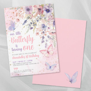 Our Little Butterfly Pink Girl's Birthday Party Invitation
