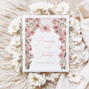 Our Little Butterfly Pink Girls Favours and Treats Poster