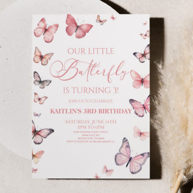 Our Little Butterfly Soft Pink Birthday Party Invitation (Creator Uploaded)