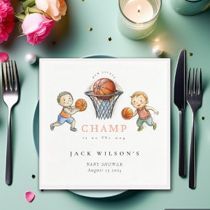 Our Little Champ Basketball Basket Boy Baby Shower Napkin