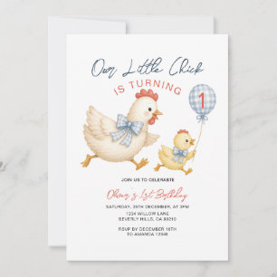Our Little Chick Is Turning One Birthday Balloon Invitation