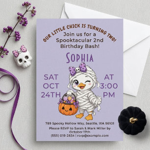 Our Little Chick Is Turning Two Halloween Birthday Invitation
