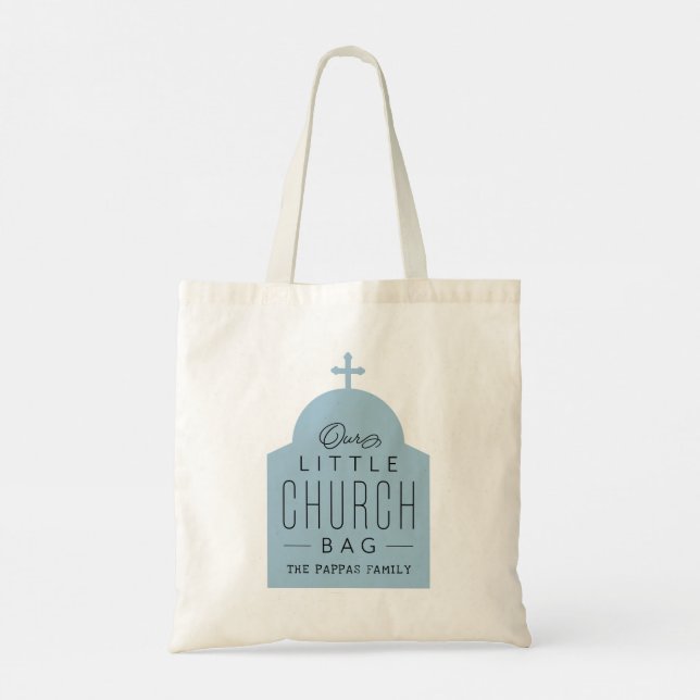 Our little church bag cute blue Orthodox dome tote (Back)