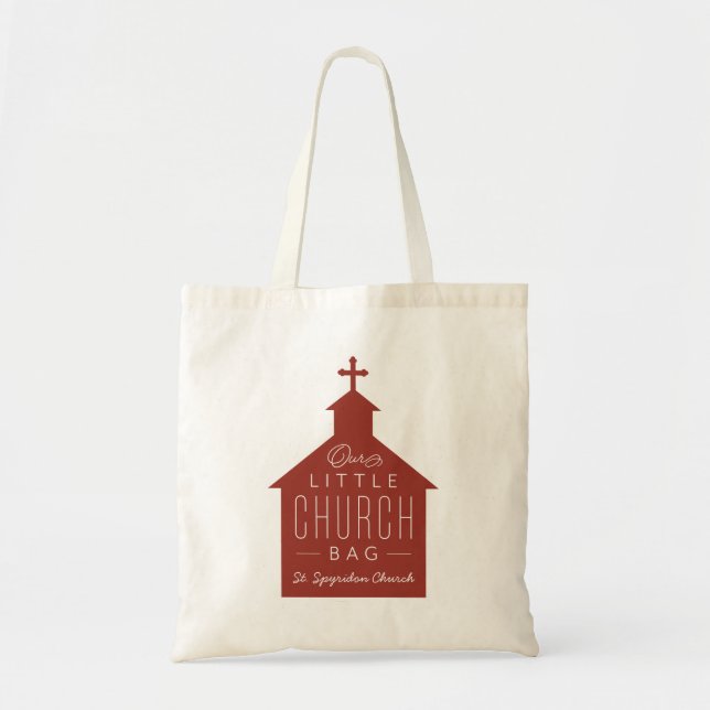 Our little church bag cute brick red kid's tote (Front)