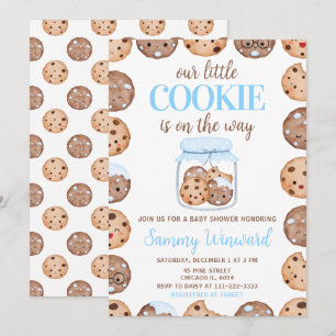 Our Little Cookie Blue Baby Shower Invitation