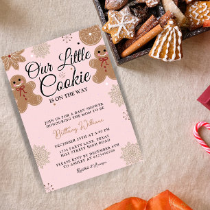 Our Little Cookie Girl Pink Christmas Baby Shower Invitation