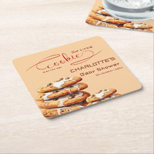 Our Little Cookie Is On The Way Cute Baby Shower Square Paper Coaster