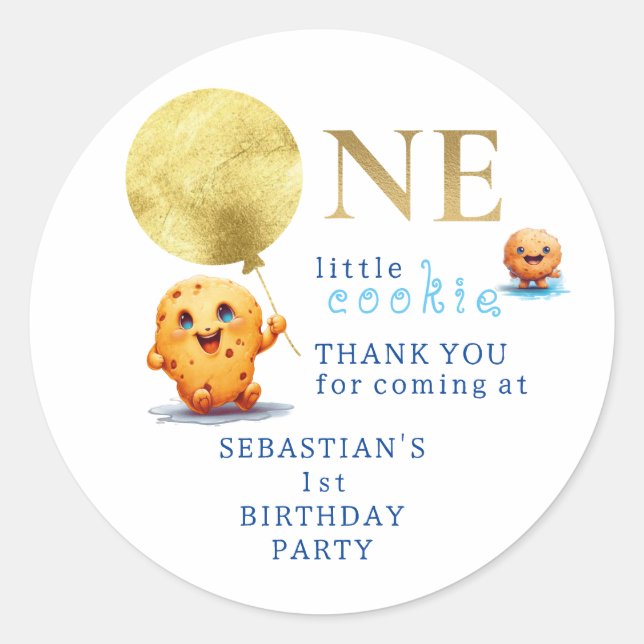 Our Little Cookie Is Turning ONE Cute 1st Birthday Classic Round Sticker (Front)