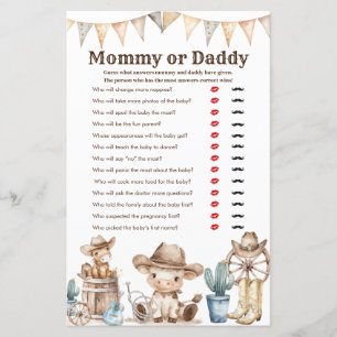 Our Little Cowboy Baby Shower Mummy or Daddy Game