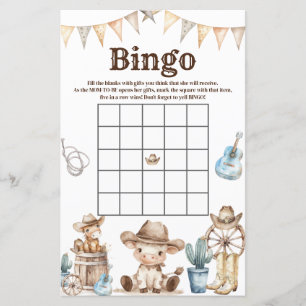 Our Little Cowboy Cactus Baby shower Bingo Game