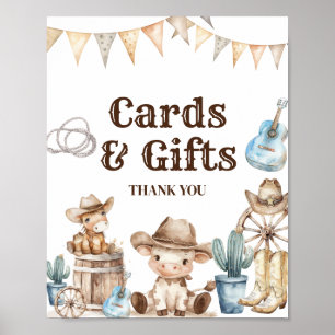 Our Little Cowboy Cactus Baby Shower Cards & Gifts Poster