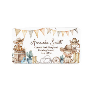 Our Little Cowboy Wild West Baby Shower Address Label