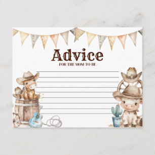 Our Little Cowboy Wild West Baby Shower Advice Enclosure Card