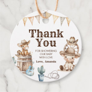Our Little Cowboy Wild West Baby Shower Favour Tags