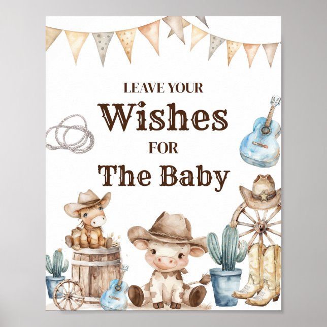Our Little Cowboy Wild West Baby Wishes for Baby Poster (Front)