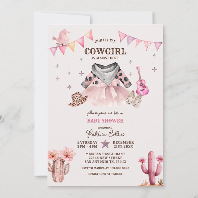 Our Little Cowgirl Western Baby Shower Invitation (Front)